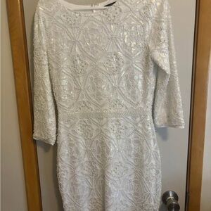 Stunning White Sequin Long Sleeve Dress bridal